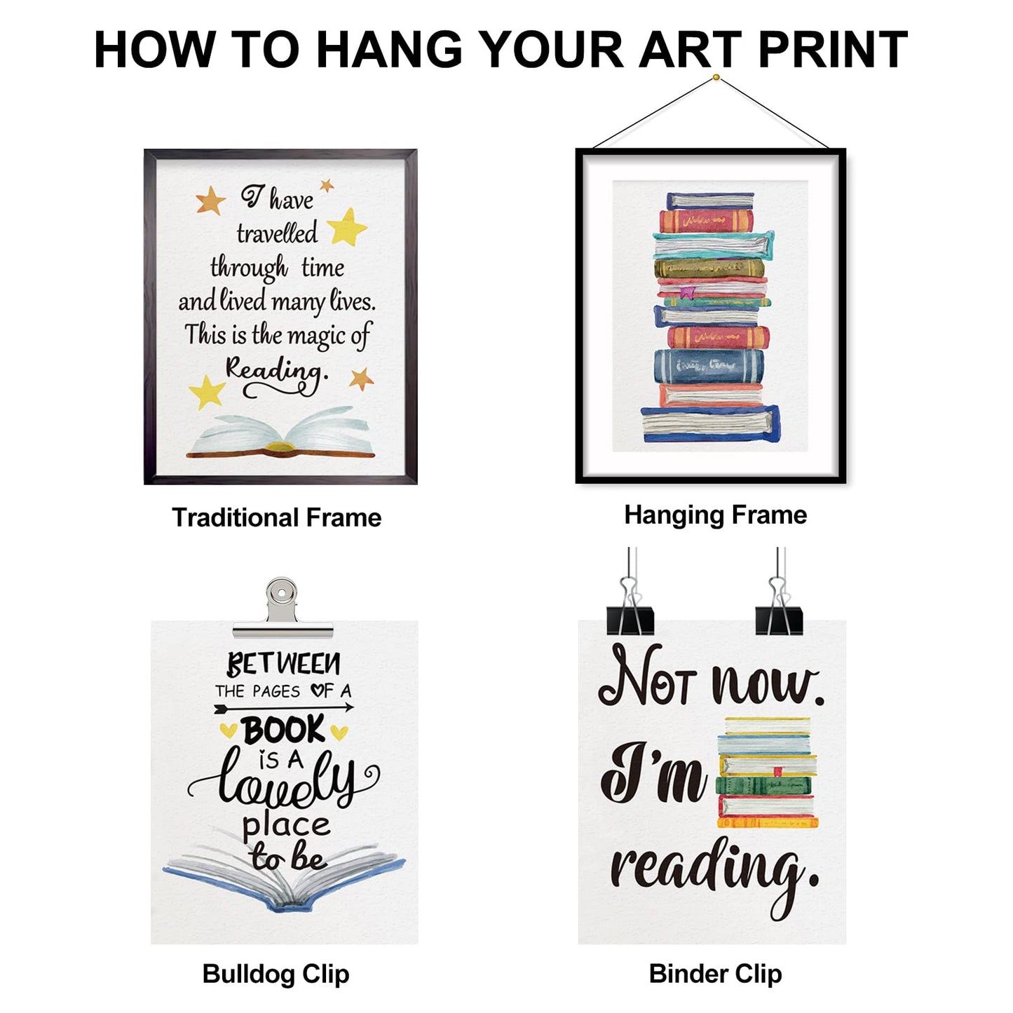 - INFUNLY Reading Wall Art Prints | 6pcs/set -