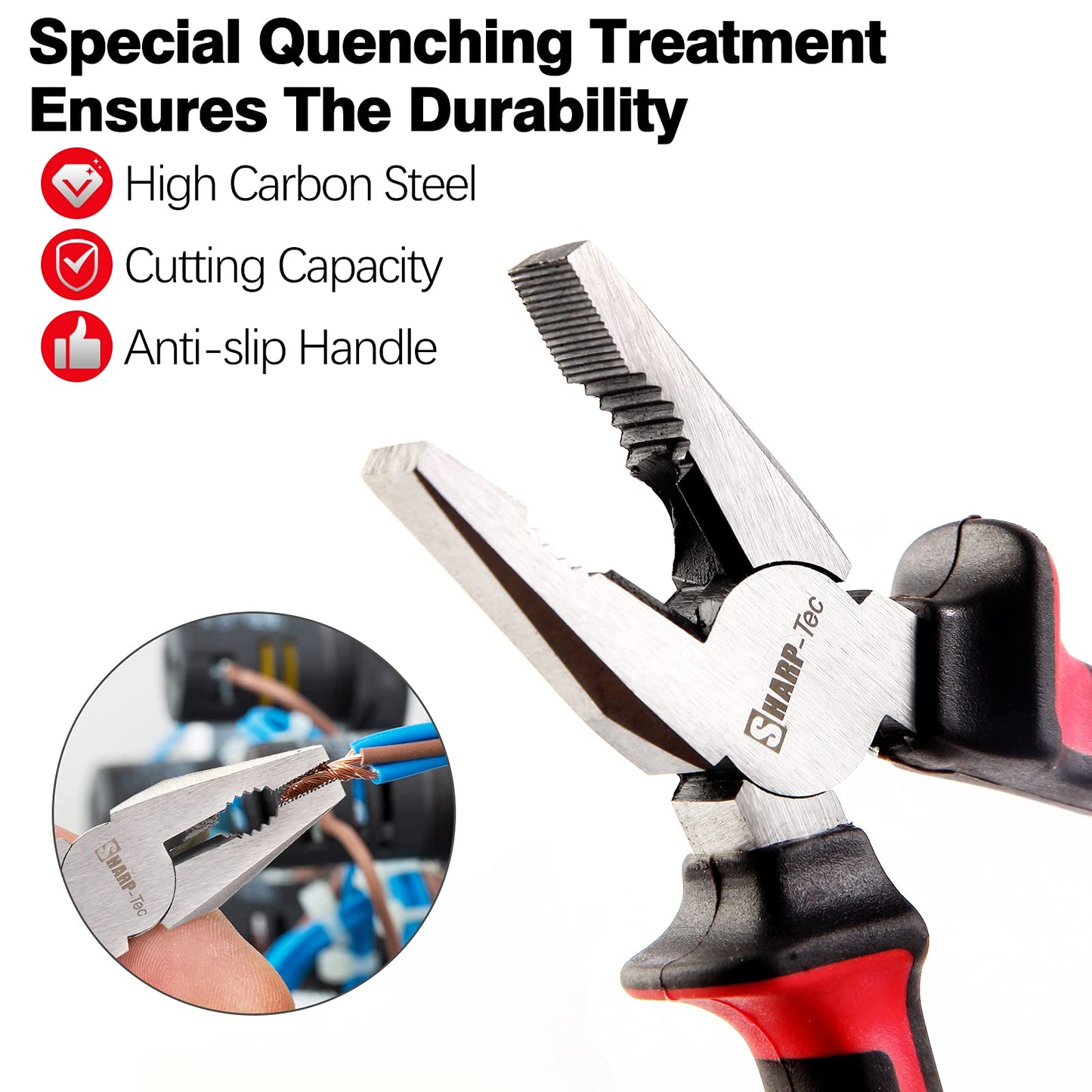 - Sharp-tec Combination Pliers 180mm | Multifunction Pliers | Wire Cutting/Crimping/Wire Twisting/Pulling and Nails Removing -