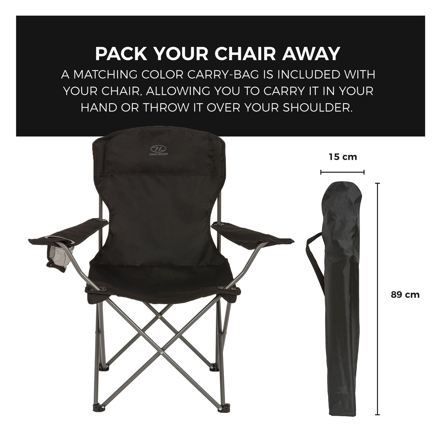 - Highlander Camping Chair | Compact & Lightweight Folding Chair | 2.2kg | Portable Chair for Outdoors -