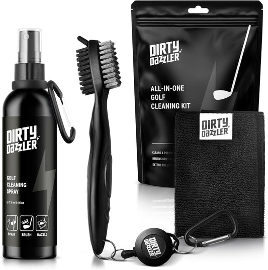 - Dirty Dazzler Golf Club Cleaning Kit | Includes a Groove Cleaner Tool | Golf Club Cleaner Brush, Towel and Golf Club Cleaner Spray -