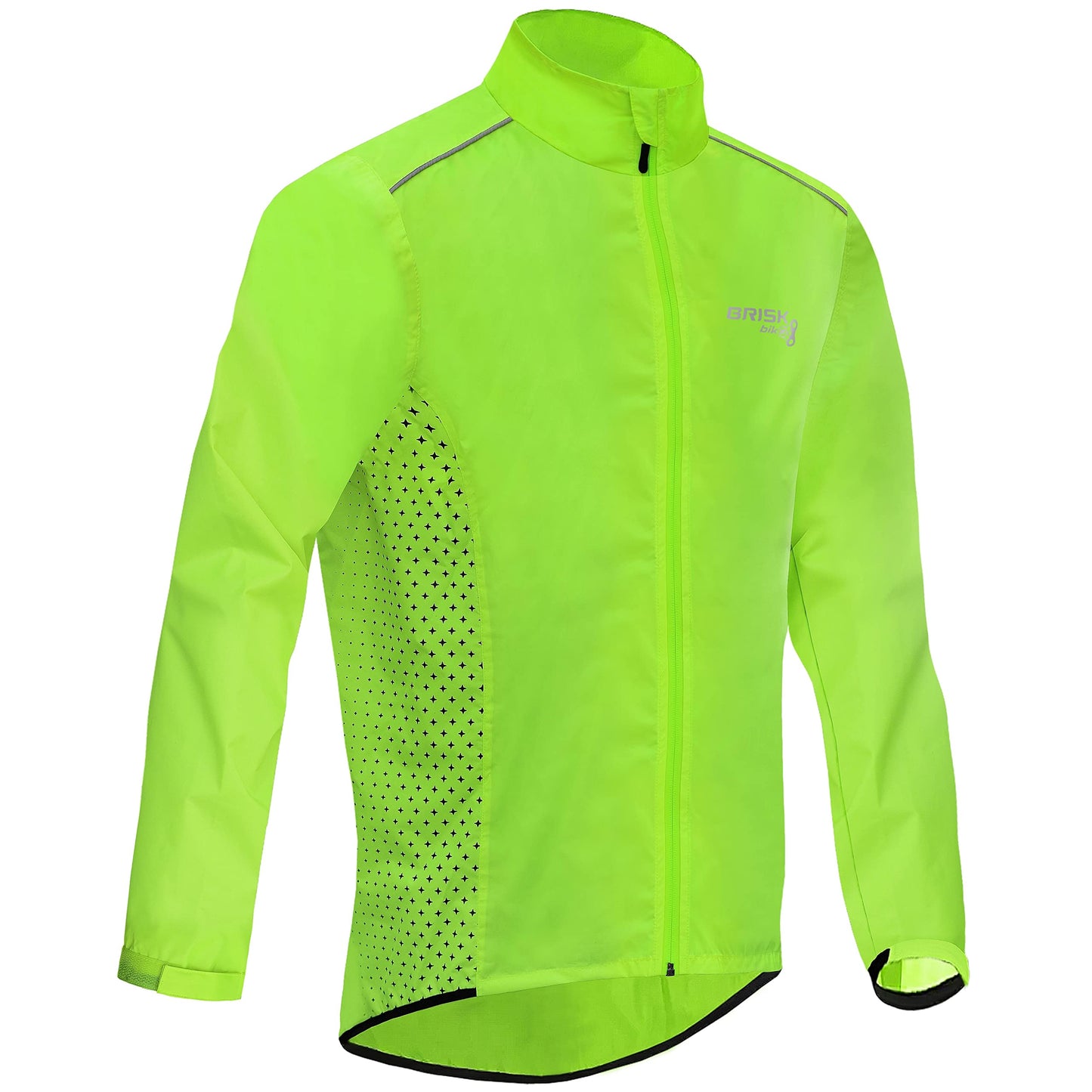 Brisk Bike Cycling Rain Jacket High Vis Full Sleeve (Green, Large)