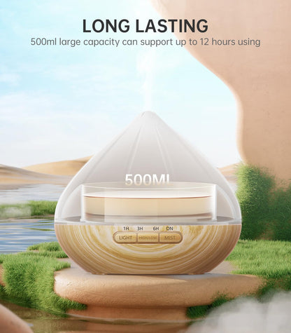 - Essential Oil Diffuser | 500ml Aromatherapy Diffuser | 8x10ml Essential Oils Set -