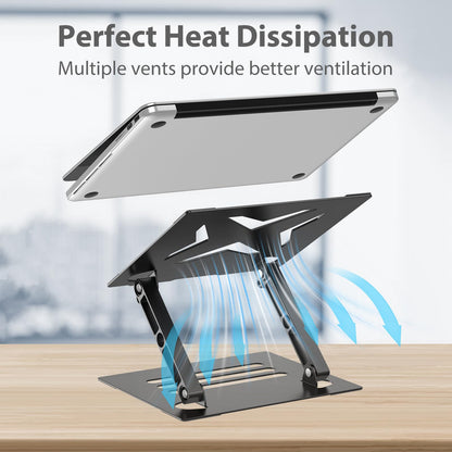 - Nayka Adjustable Laptop Stand for Desk | Metal Foldable Laptop Riser -