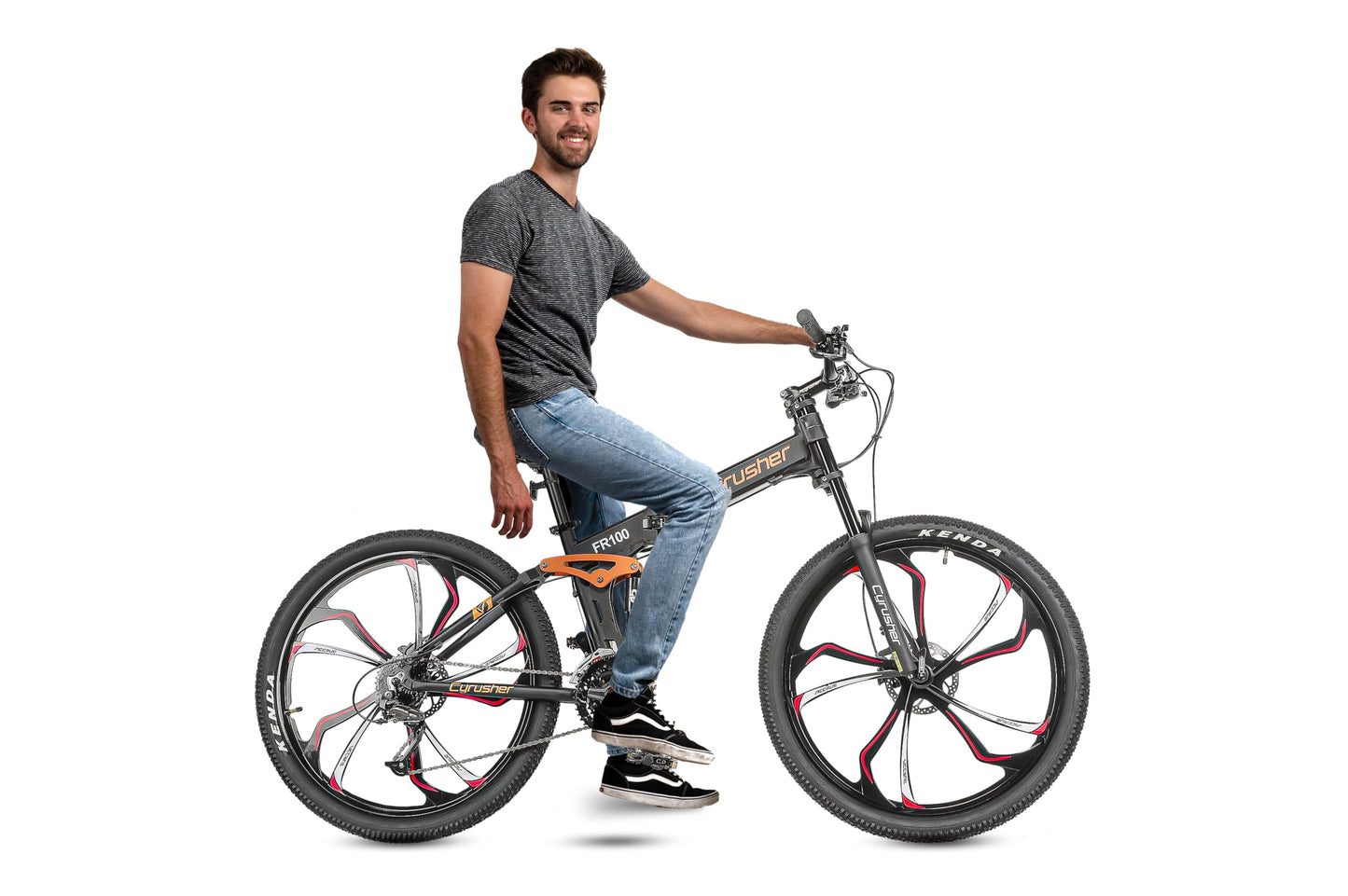 Cyrusher FR100 27.5 Inch Aluminum Folding Mountain Bike with Full Suspension and Dual Disc Brakes - Suitable for Men and Women