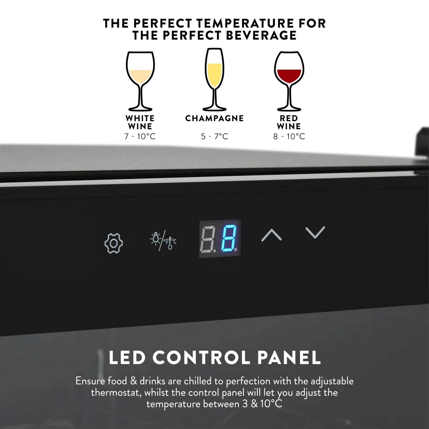 - Swan 34 Bottle Wine Cooler with Reversible Door | LED Display | 80L | Black -