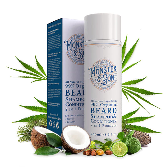 - Monster&Son Organic Beard Shampoo & Conditioner 2 in 1  | Beard Wash with Conditioning For Men -