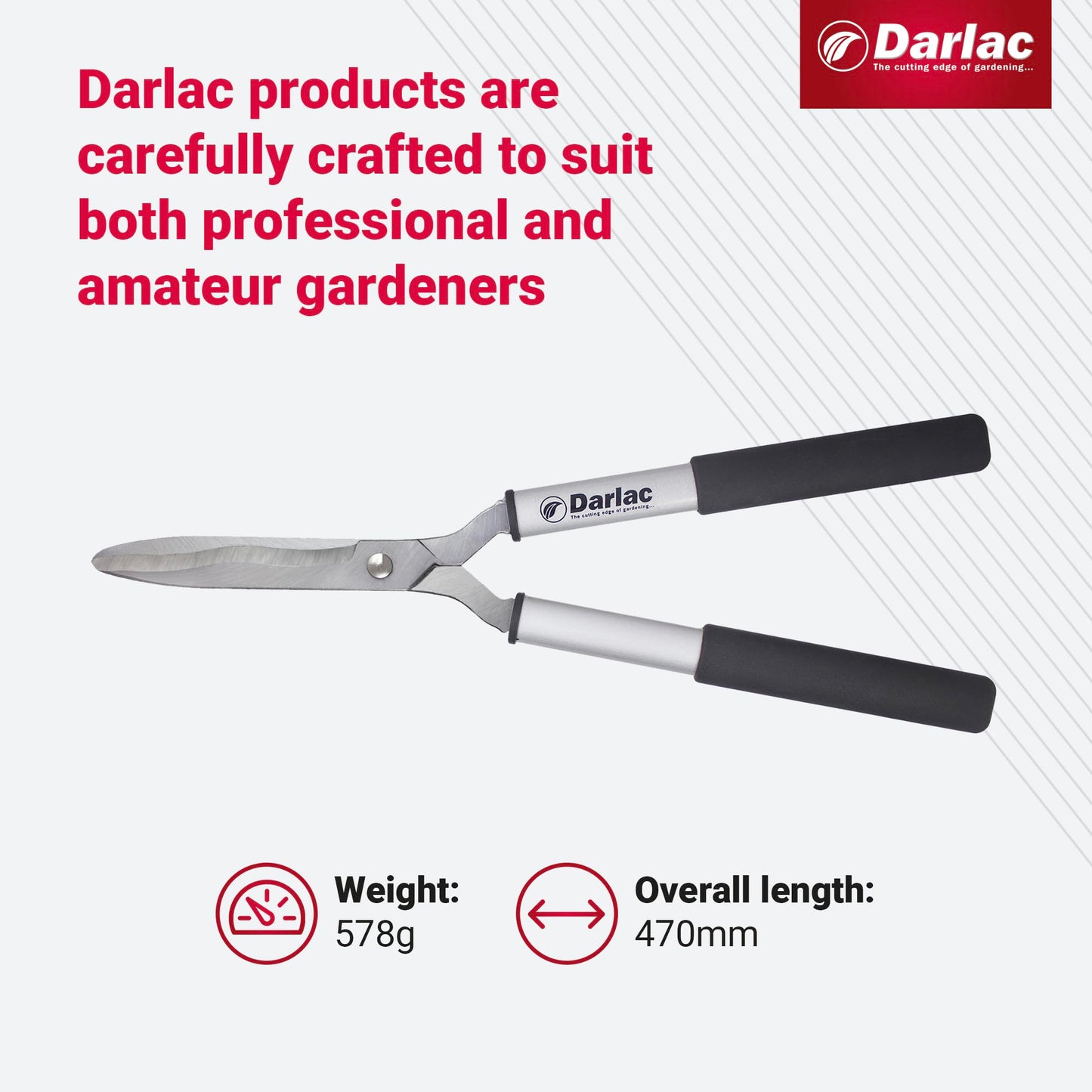 Darlac Lightweight Shear – Lightweight, Razor Sharp Garden Shears – Ideal for Precision Hedge Trimming & Topiary – Wavy Edged Carbon Steel Blades for Trapping Growth – Comfortable Grip – Easy to Use