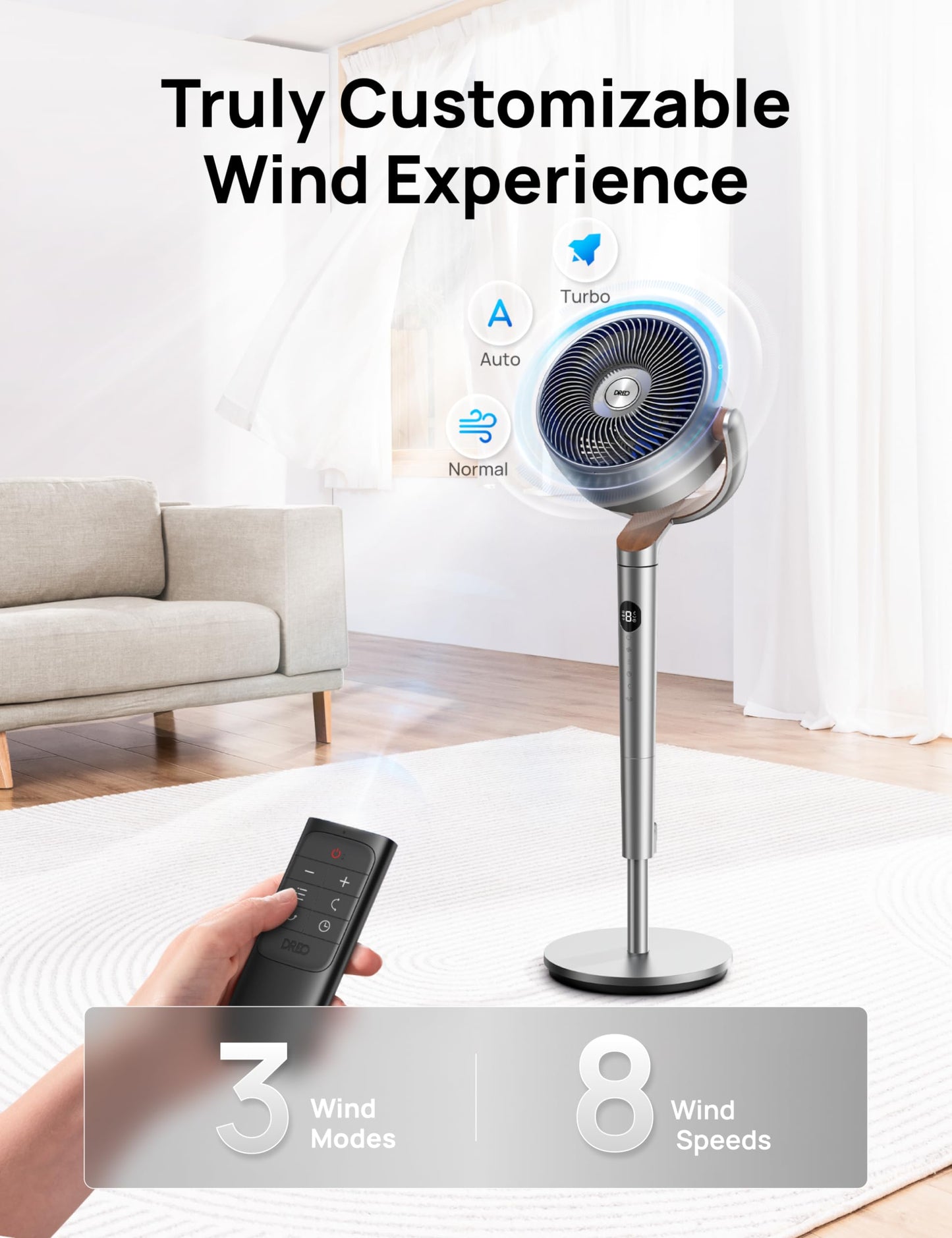 - Dreo 23dB Silent Pedestal Fan | 120°+120°Omni-directional Oscillating Fan For Bedroom | 80 ft Circulator With Remote | DC Motor Quiet Standing Fans -