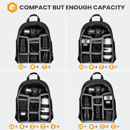 - TARION Camera Backpack | Waterproof Case |  Rain Cover | DSLR SLR Camera, Lens, Flash |  Black -