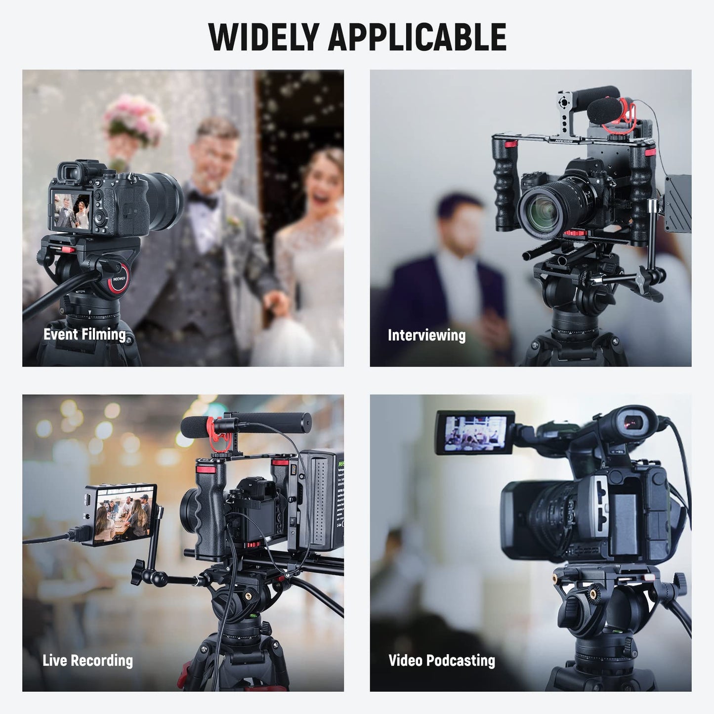 - NEEWER 74 Inch Pro Video Tripod | Fluid Head | QR Plate Compatible -