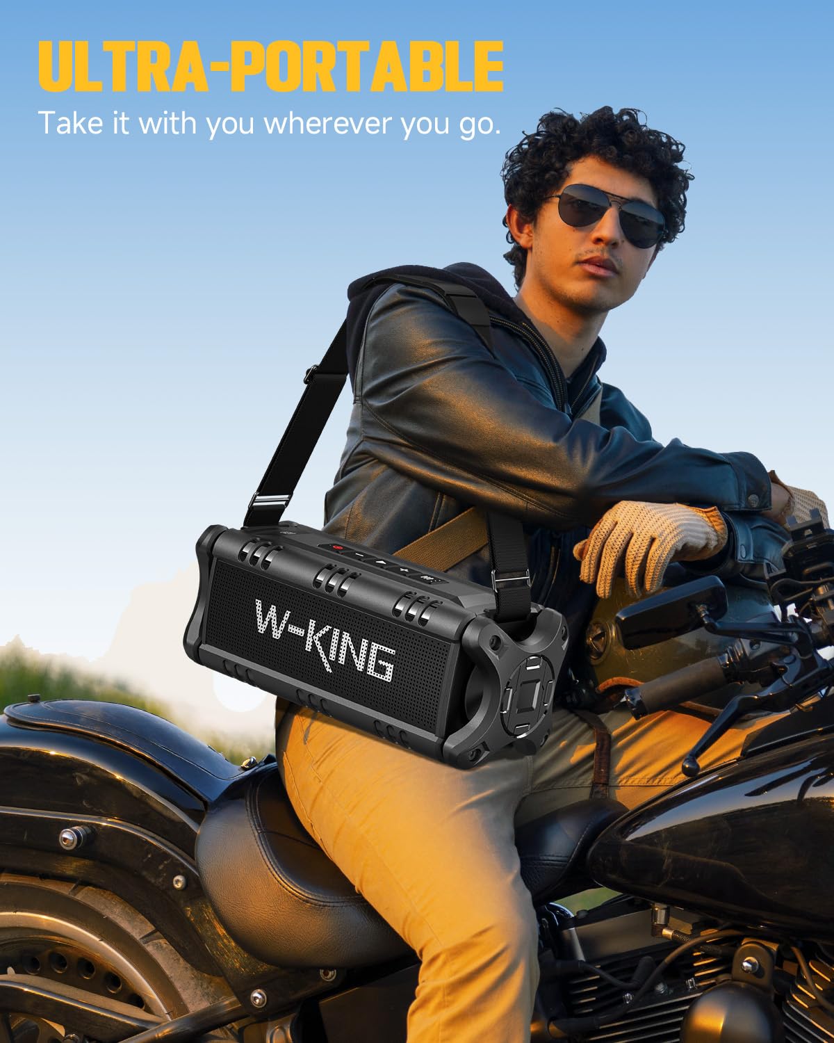 Bluetooth Speaker, W-KING 90W Peak 50W RMS Speakers Wireless Bluetooth 5.0 With Deep Bass,IPX6 Waterproof Loud Bluetooth Speaker 40H Playtime/Two Portable Speakers Pairing/TF Card/EQ/NFC Outdoor Party