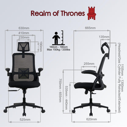 - Realm of Thrones CAPTAIN Ergonomic Office Chair | Metal Base Heavy Duty Home Office Mesh Desk Chair -