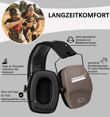 - PROHEAR 016 Ear Defenders for Shooting | Noise Reduction Slim Passive Hearing Protector -