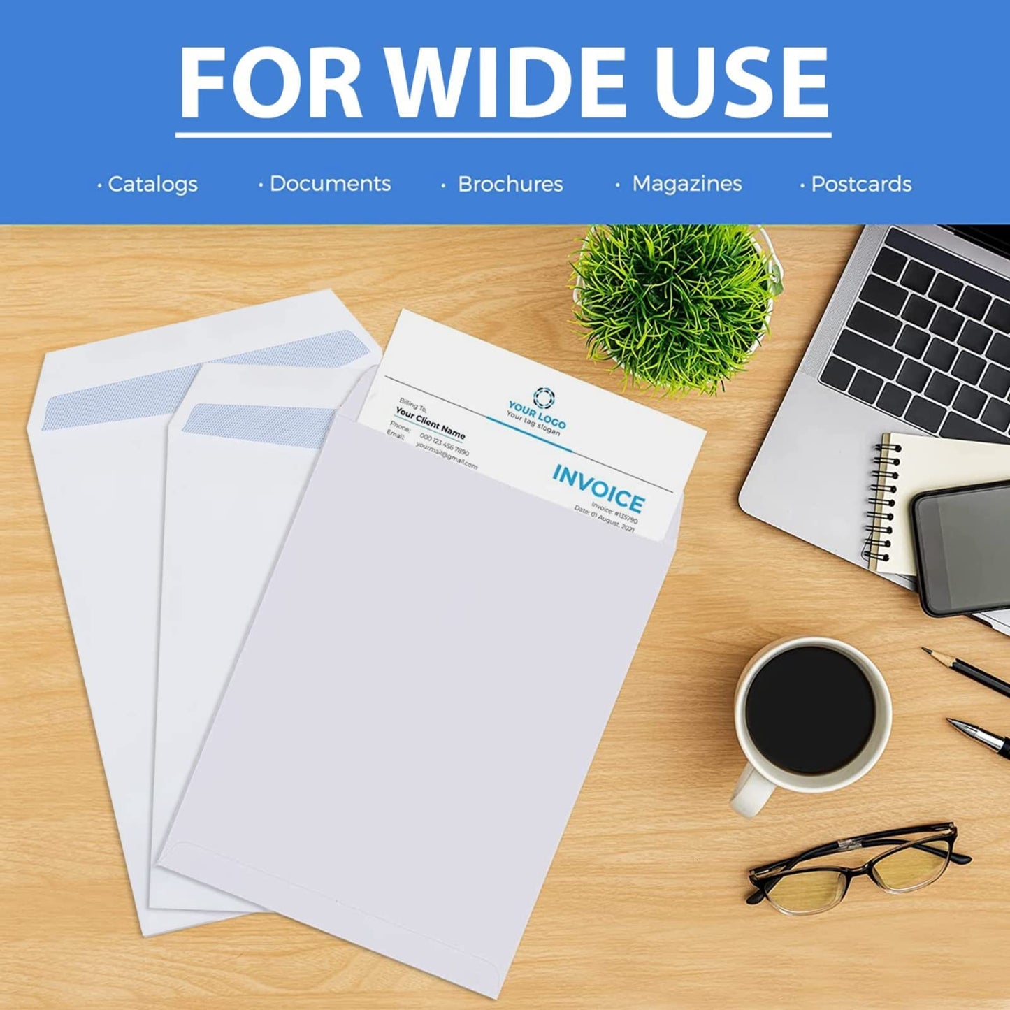 - Evour | A4 / C4 Self Seal White Pocket Envelopes -