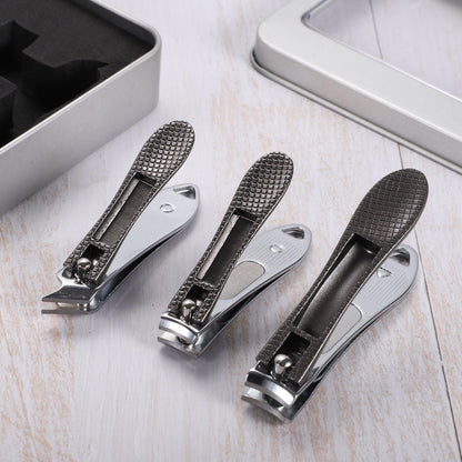 3Pcs Nail Clippers, Heavy Duty Nail Clippers Toenail Clippers with Box Stainless Steel Ultra Sharp Nail Cutter for Thick Fingernail Toenail Men and Women Grey