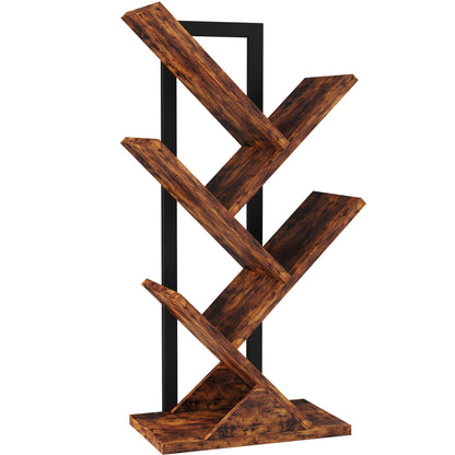 - Yusong Tree Bookshelf, 5-Tier Small Bookcase with Metal Frame, Geometric Floor Standing Books Shelves