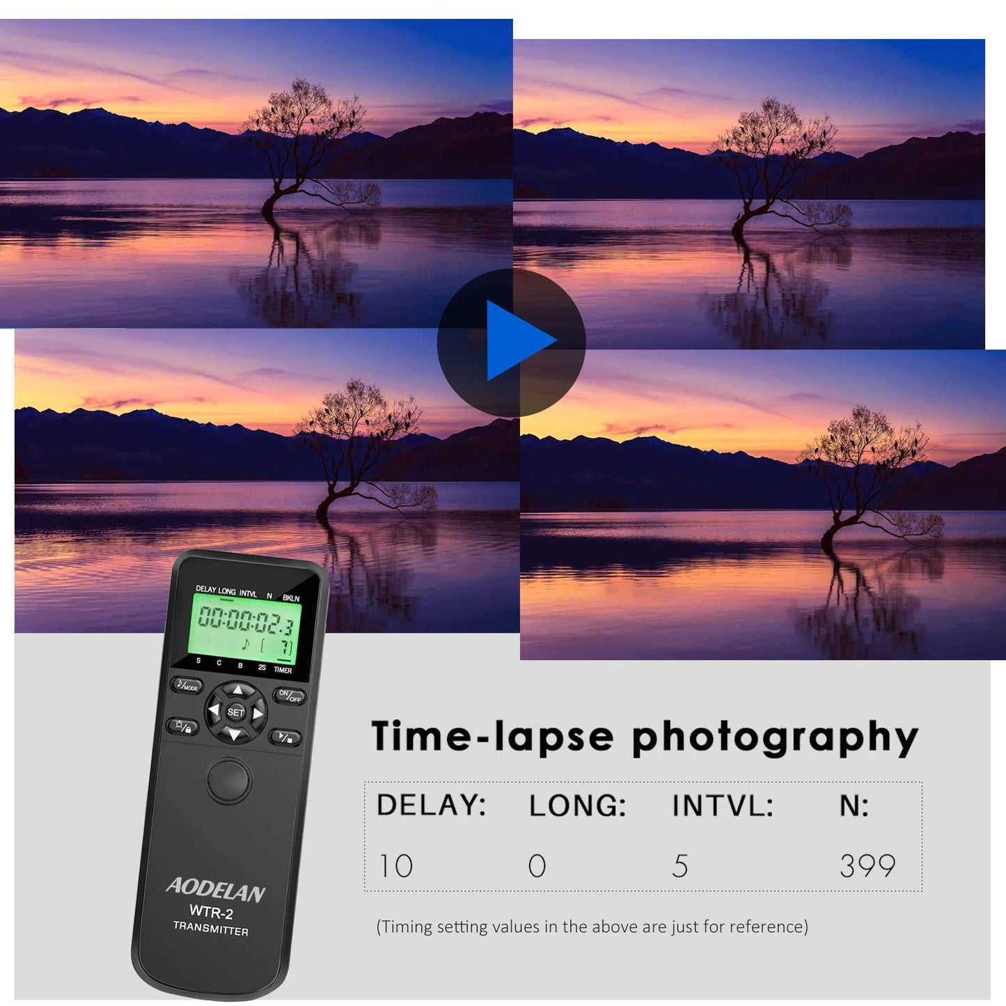 AODELAN Camera Wireless Shutter Release Timer Remote Control Compatible for Canon EOS R, ROS RP, 2000D, 250D, 90D, 77D, 800D, EOS R, EOS M6 Mark II, 7D series, 5D series; Olympus OM-D E-M1 Mark II