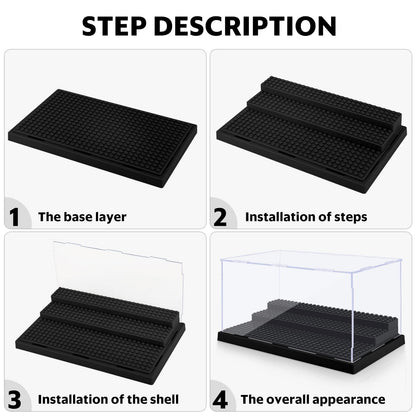 - Mlikero Minifigure Display Case | Clear Dustproof Display Storage Box with 3 Movable Steps -
