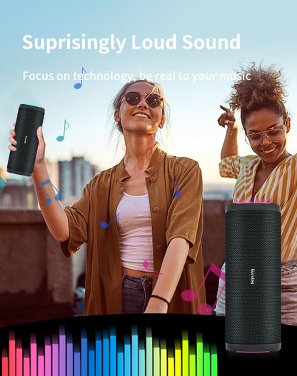 - HEYSONG Portable Bluetooth Speaker | Waterproof Outdoor Speakers | With LED Light -