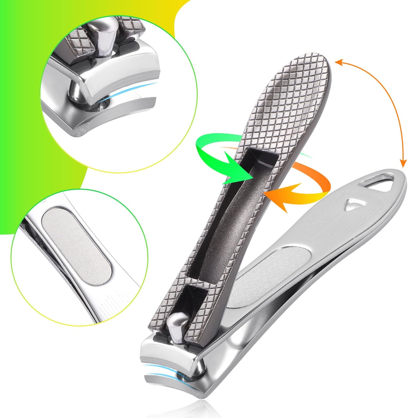 3Pcs Nail Clippers, Heavy Duty Nail Clippers Toenail Clippers with Box Stainless Steel Ultra Sharp Nail Cutter for Thick Fingernail Toenail Men and Women Grey