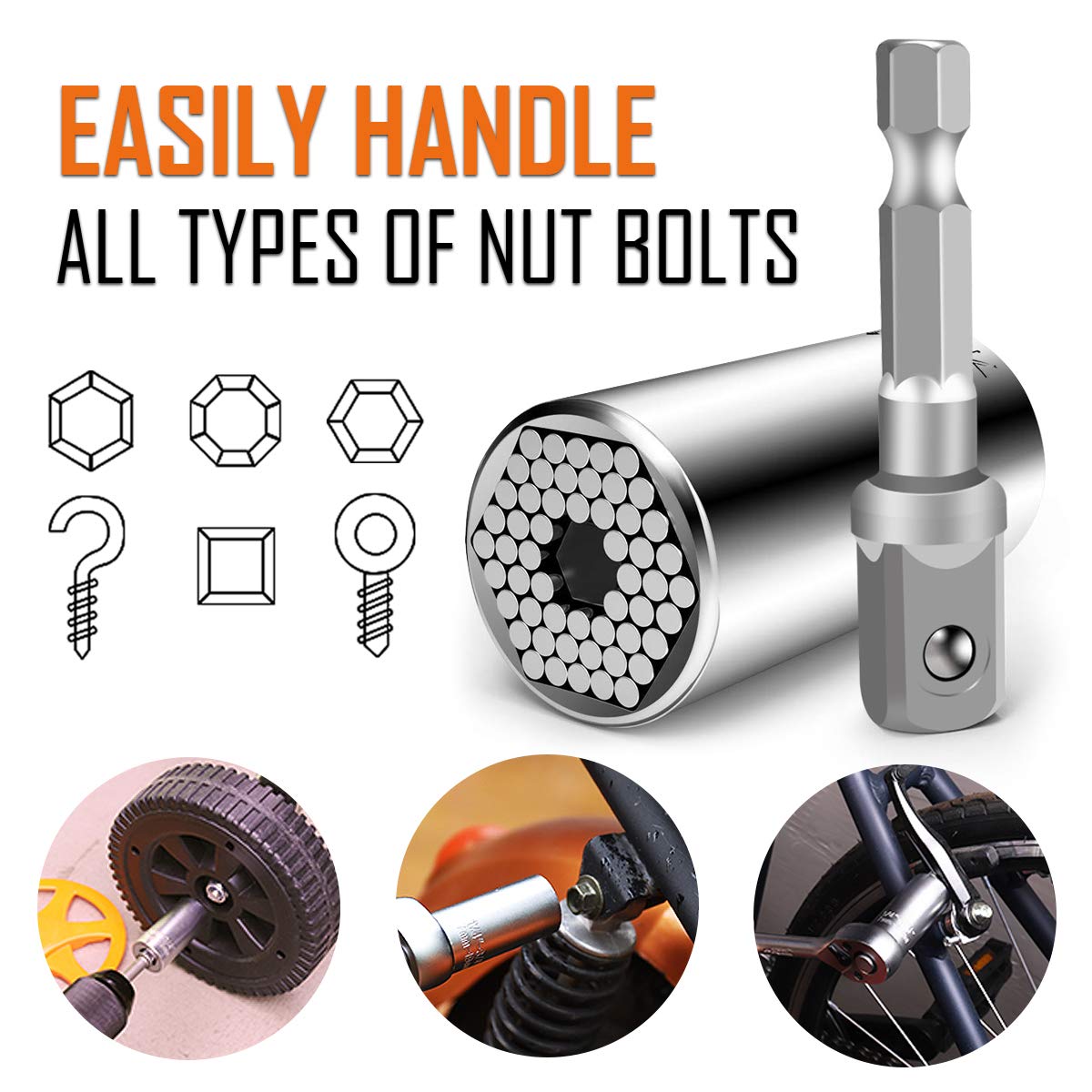 BIIB Gifts for Men, Gadgets for Men, Universal Socket Wrench, Mens Gifts for Dad Gifts for Men Who Have Everything, Birthday Gifts for Him, Christmas Stocking Fillers, Hand Tools, Father s Day Gifts