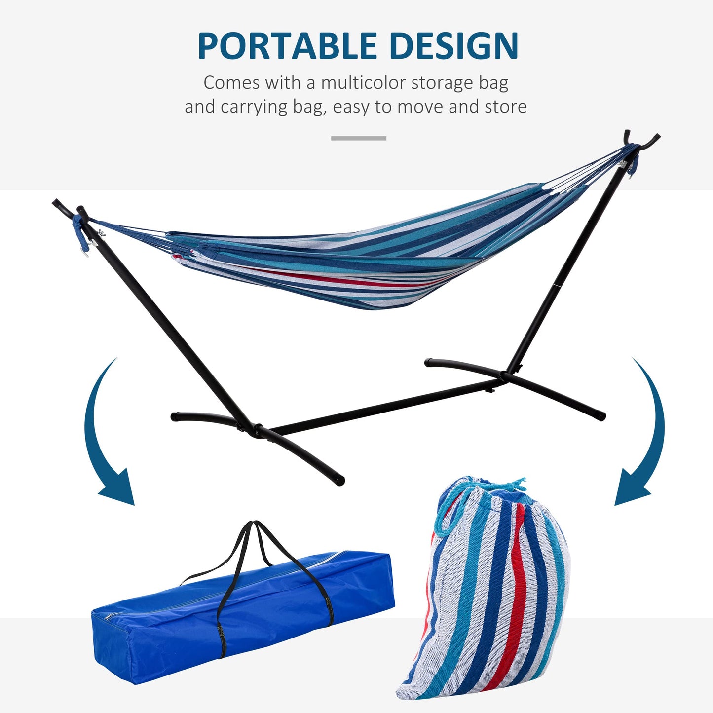 - Outsunny 294 x 117cm Hammock | Stand | Camping Hammock | Portable Carrying Bag -