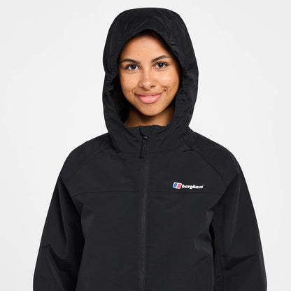 Berghaus Bowood Kids' Waterproof Jacket with Adjustable Hood, Kids' Rain Coat, Kids' Hiking & Outdoor Recreation Clothing (13 Years, Black)