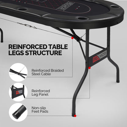 - PEXMOR Foldable 8 Player Poker Table | Folding Blackjack Casino Card Game Table -