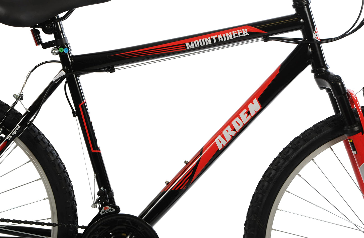 Arden Mountaineer 26" Wheel Front Suspension 16" Frame 21 Speed Mens Mountain Bike Black Red