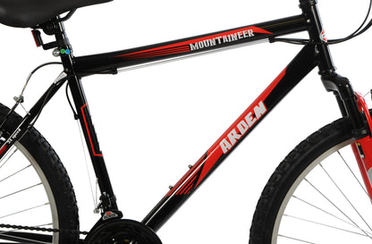 Arden Mountaineer 26" Wheel Front Suspension 16" Frame 21 Speed Mens Mountain Bike Black Red