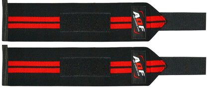 AQF Power Weight Lifting Wrist Wraps Supports Gym Training Fist Straps - Sold as Pair & One Size Fits All (Black)
