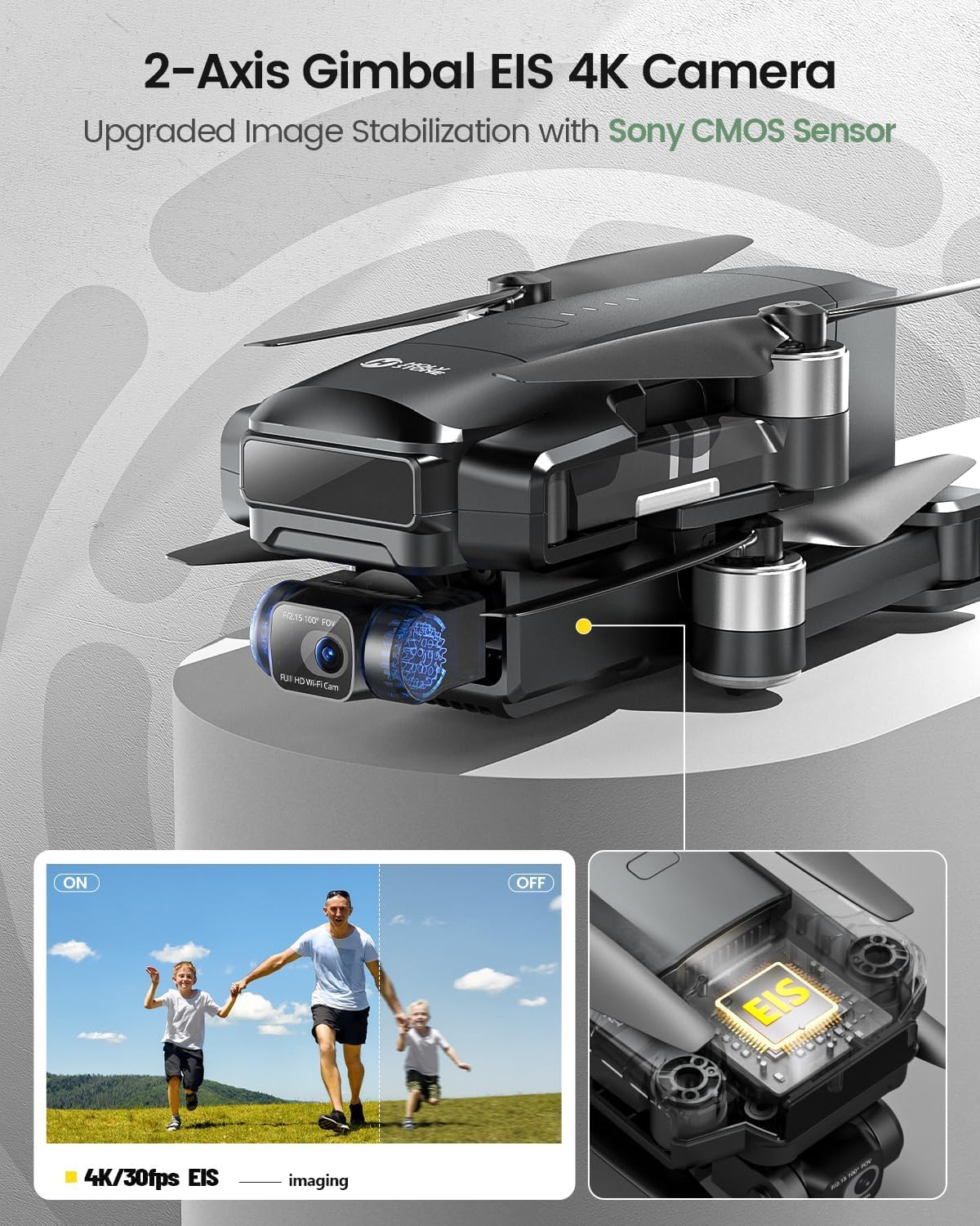 - Holy Stone HS600 2-Axis Gimbal Drones | 4K EIS Camera | 2 Batteries 56-Min Flight Time -