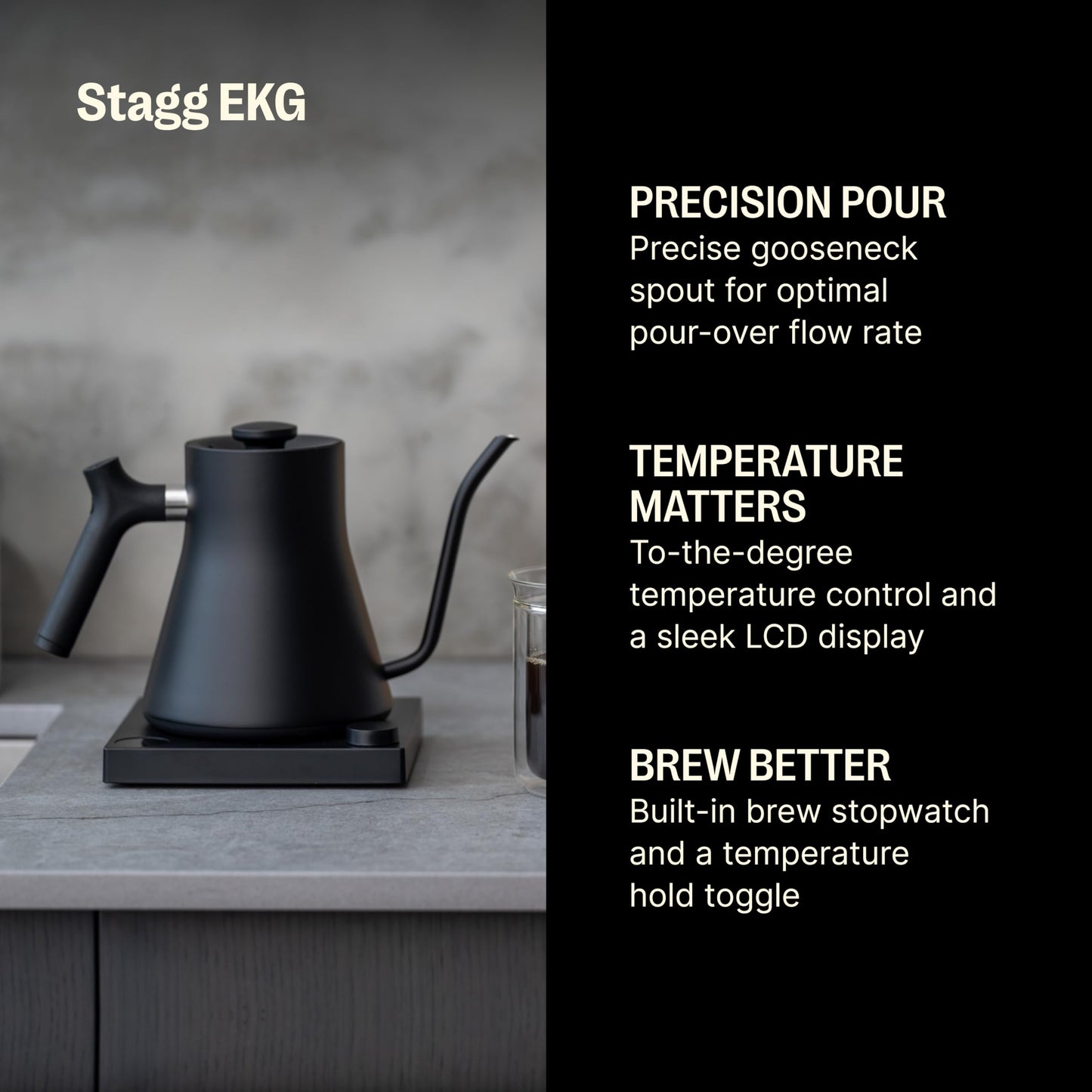 - Fellow Stagg EKG Electric Gooseneck Kettle | Pour-Over Coffee and Tea Kettle | Stainless Steel Water Boiler -