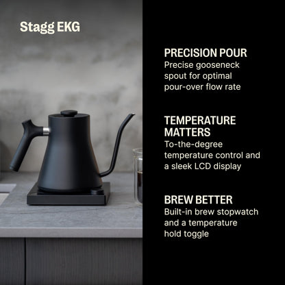 - Fellow Stagg EKG Electric Gooseneck Kettle | Pour-Over Coffee and Tea Kettle | Stainless Steel Water Boiler -