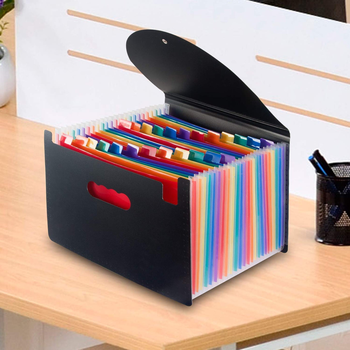 - File Organisers | Supmaker 24 Pockets Expanding File Folder | A4 Size Accordion Folder Expandable File Organiser with Lid | Rainbow Document Organiser for Filing Folders and Storage Files -