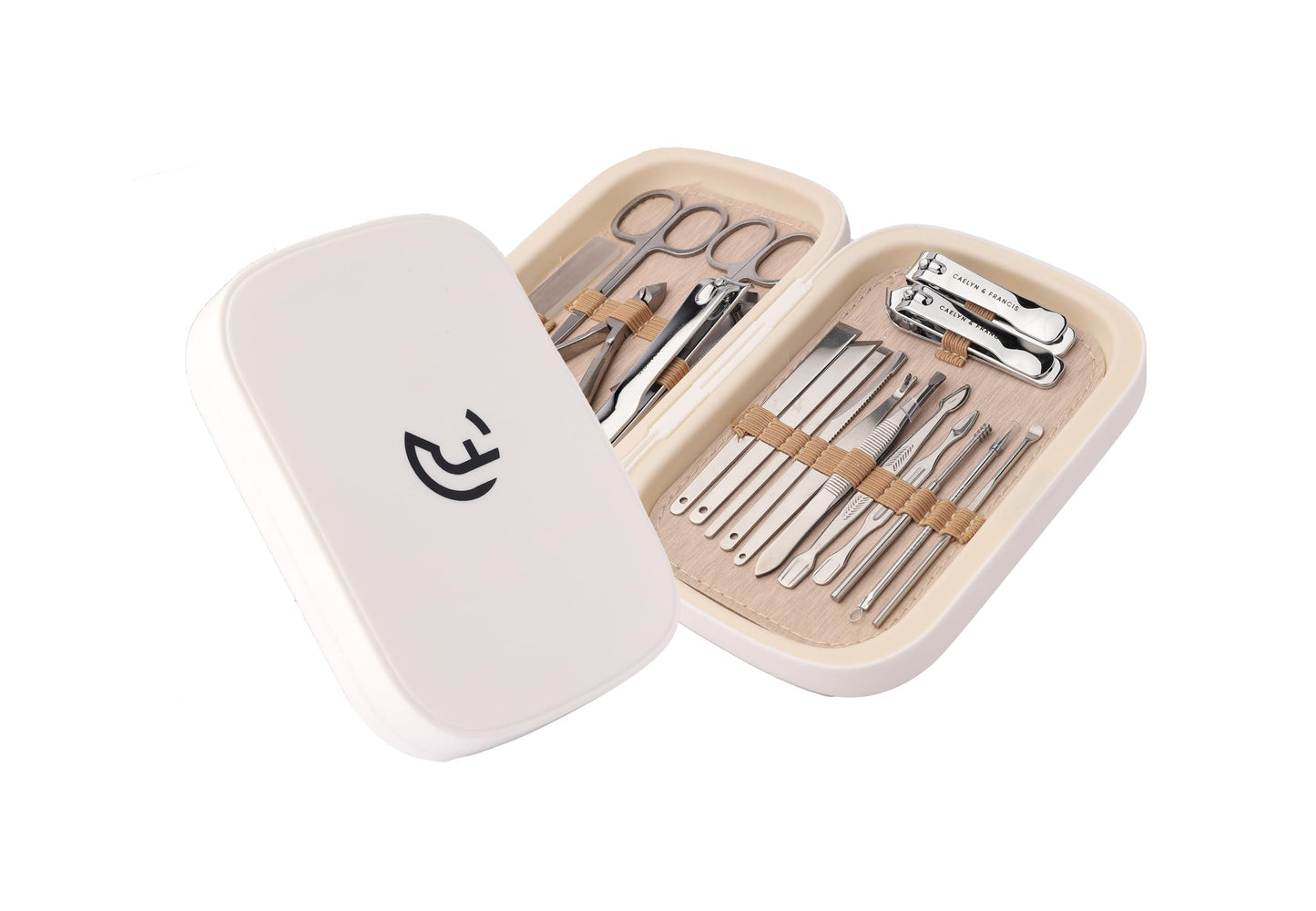CAELYN & FRANCIS 18Pcs Manicure Set Stainless Steel Nail Clippers and Pedicure Kit, professional tools ideal Nail Care Kit gift for Men Women Friends and Parents (Elegant White)