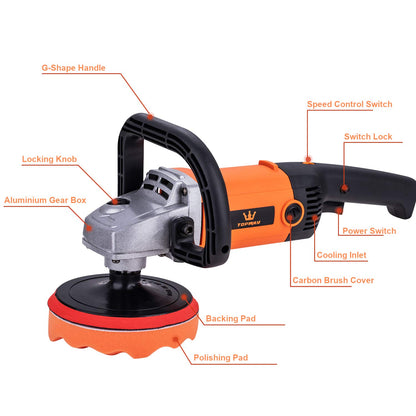 - TOPWAY Car Polisher Set | 180mm and 150mm Electronic Variable Speed Angle Sander -
