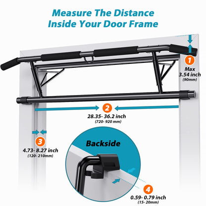 - JX FITNESS Door Frame Pull up Bar | Doorway Chin up Bar | Padded Handles | Foldable -