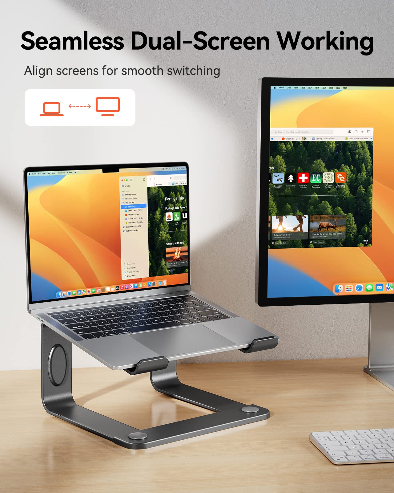 = LORYERGO Laptop Stand | Ergonomic Laptop Riser | Laptop Stand for Desk -