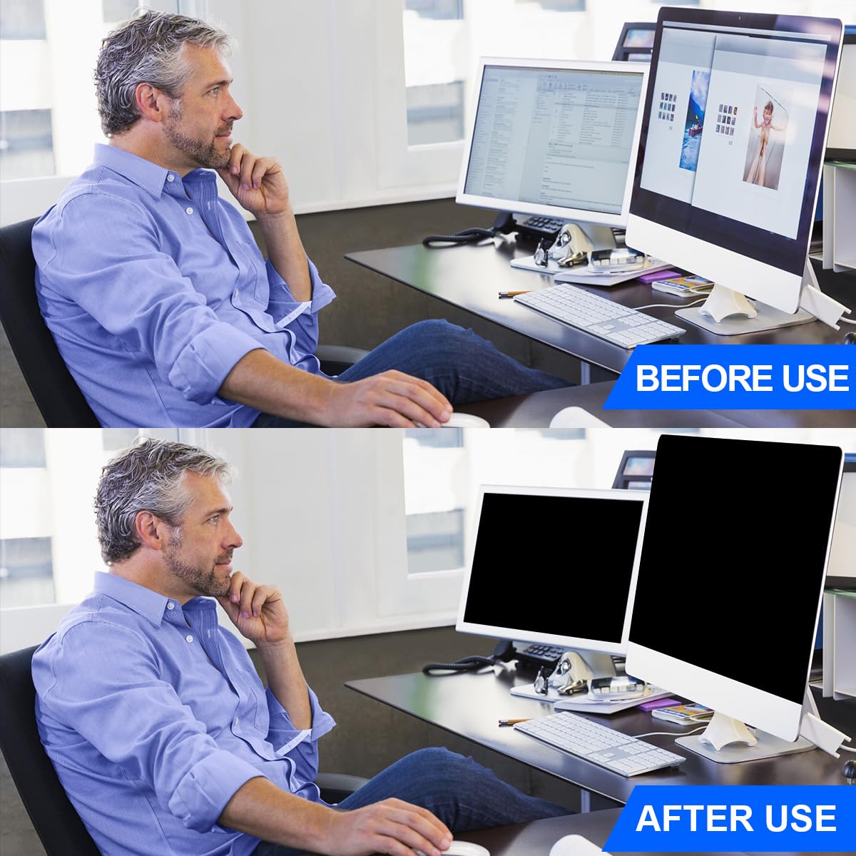 - GUDTEKE Computer Privacy Screen Filter | 24" | Hanging Privacy Screen Protector -