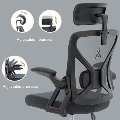 - Symino Office Chair | Ergonomic Office Chair | Lumbar Support | Desk Chair | 150 kg | Grey -