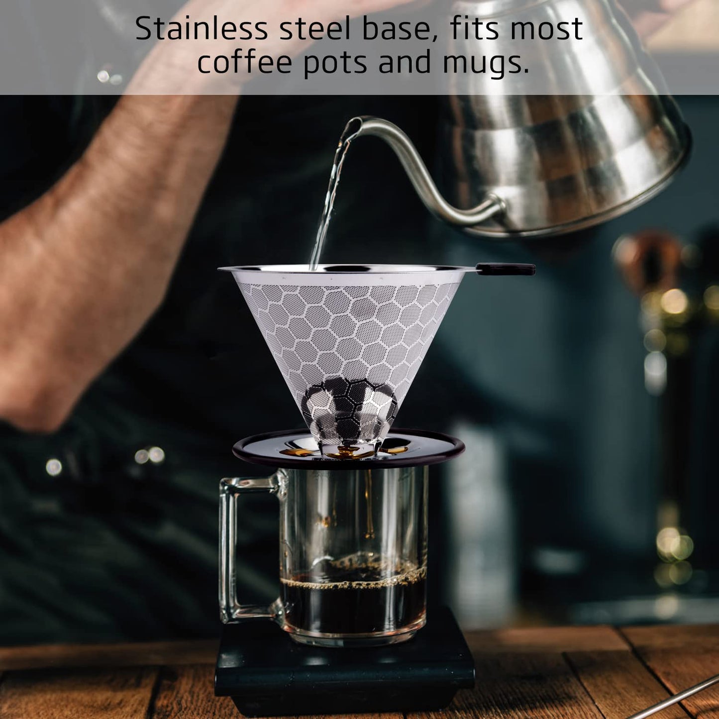 - FOXAS Pour Over Coffee Filter | Stainless Steel Reusable Coffee Dripper -