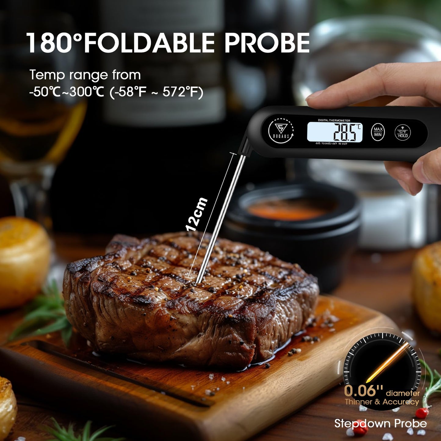 - DOQAUS Meat Thermometers | 3S Instant Read Food Thermometer | Accurate Meat Thermometer Probe With Backlight -