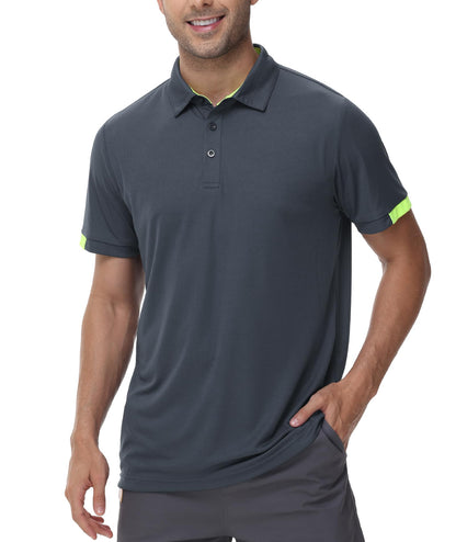 Csqtongan 3 Pack Men's Golf Polo Shirts Short Sleeve Breathable Polo T Shirts Multipack, Black/Grey/Navy 3XL
