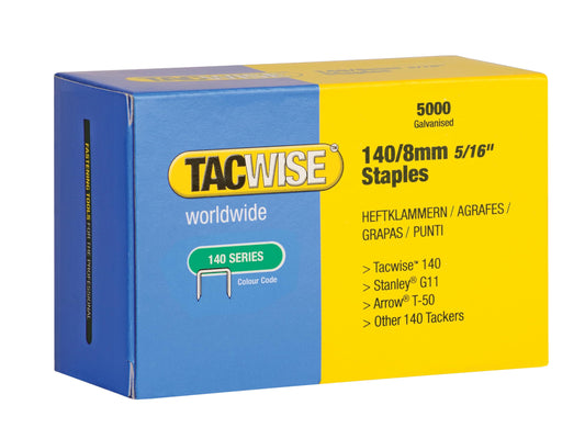 - Tacwise 0341 Type 140/8mm | Heavy Duty Galvanised Staples | Pack of 5000 -