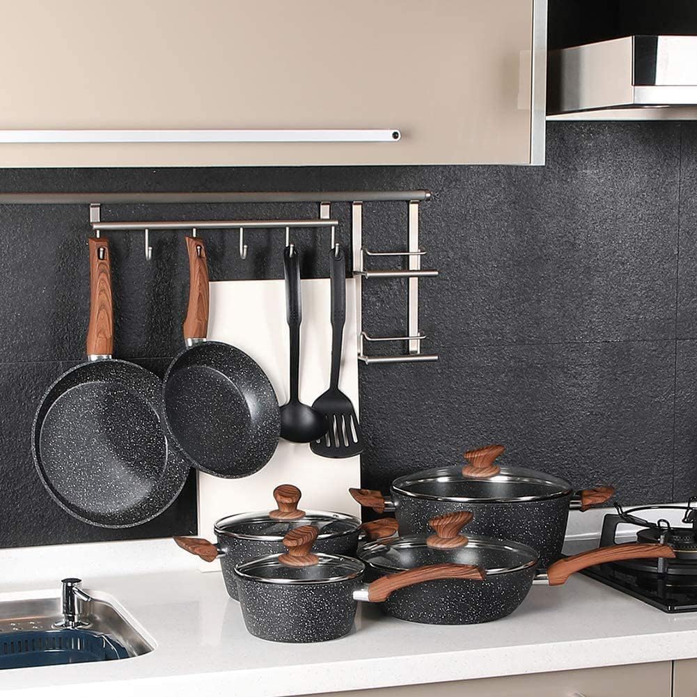 - Kitchen Academy Induction Hob Pots And Pans Set - 12 Piece Cooking Pans Set -