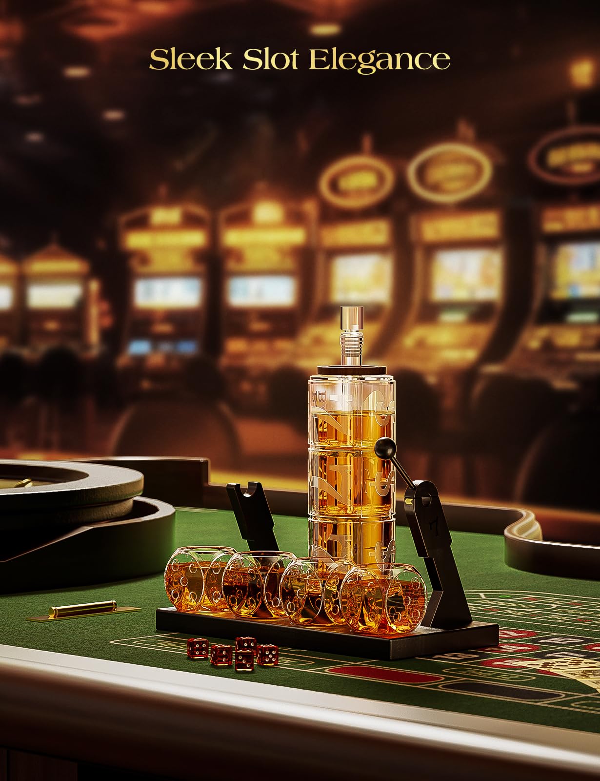 - Kollea Slot Whiskey Decanter Sets | 50.7 Oz Whiskey Decanter Set | 4 Glasses | Casino Style Decanter -