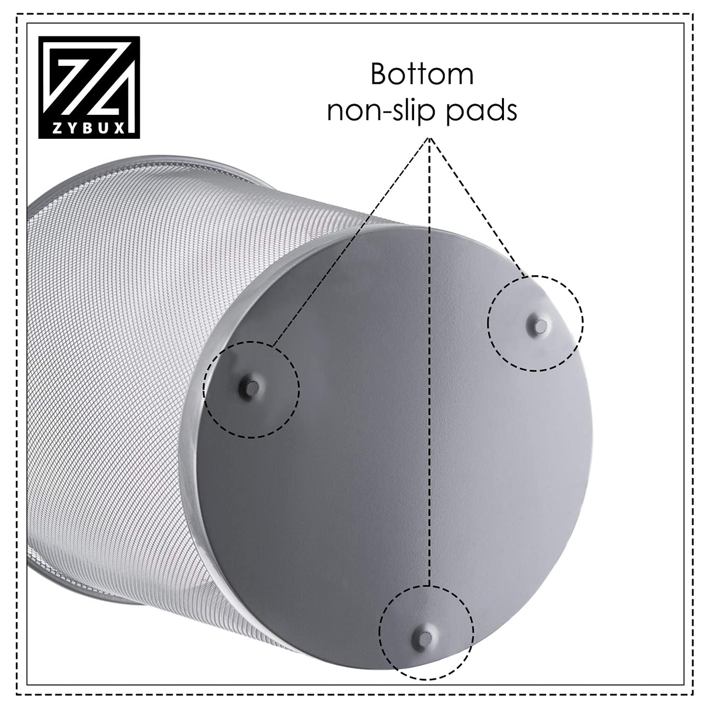 - ZYBUX - Circular Mesh Trash Can, Waste Basket Garbage Can