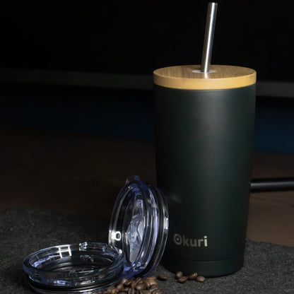- Okuri Insulated Travel Mug 600ml | Stainless Steel Coffee Cup | Bamboo Lid -