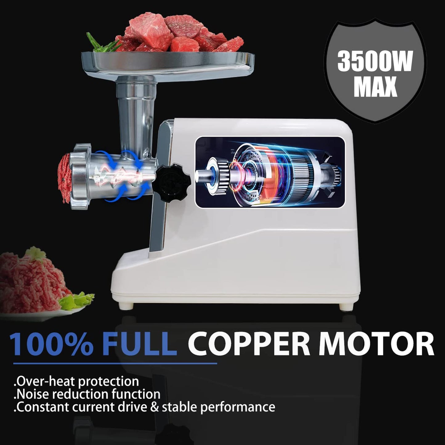 - VNIMTI Meat Grinder Electric, 3500W Meat Mincer Machine -